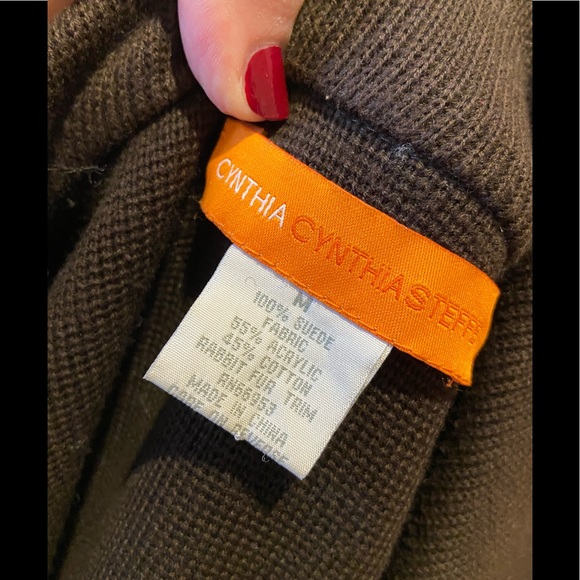 Cynthia Steffee~Sweater Coat w/Suede and Fur Trim - Picture 6 of 6